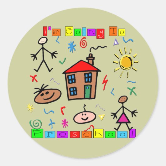 Ik ga naar de kleuterschool ronde sticker (Voorkant)