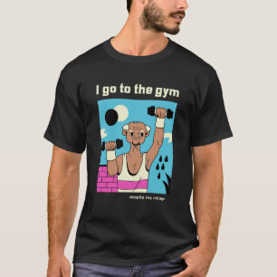 Ik ga naar de sportschool ondanks mijn oude, grapp t-shirt