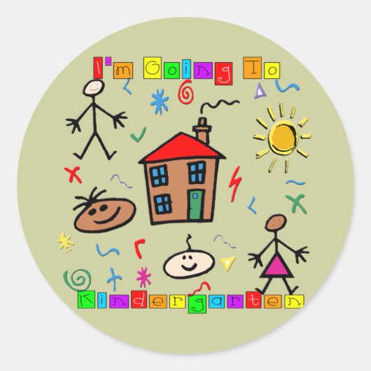Ik ga naar Kindergarten Ronde Sticker (Voorkant)