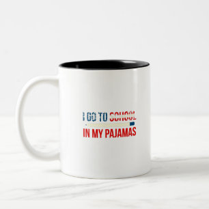Ik ga naar school in mijn pyjama's huiskeuze tweekleurige koffiemok
