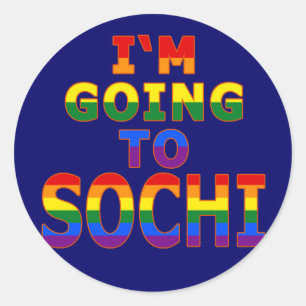Ik ga naar Sochi in Gay Pride Rainbow Colors Ronde Sticker