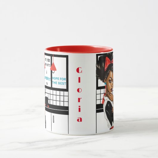 Ik ga niet opstaan en schitteren, ik cafeïneer, ho mok (Midden)