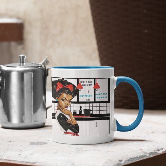 Ik ga niet opstaan en schitteren, ik cafeïneer, ho mok