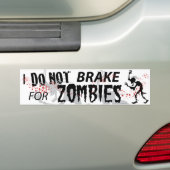 Ik ga niet remmen voor Zombies - wit Bumpersticker (Op auto)