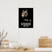 Ik ga niet weg - Lion Success Mindset Motivation Poster (Keuken)