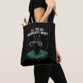 Ik ga overal waar ik een grappige kattenliefhebber tote bag (Dichtbij)