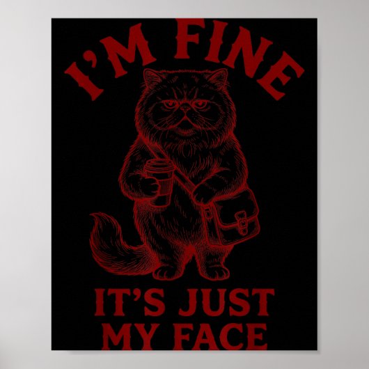 Ik Ga Prima Het Is Gewoon Mijn Gezicht - Kat Koffi Poster (Voorkant)
