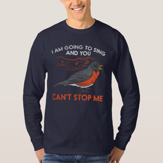 Ik ga rode roodborst zingen t-shirt (Voorkant)