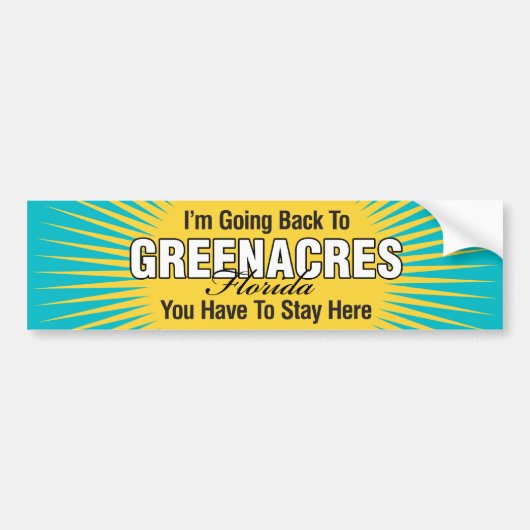 Ik ga terug naar (Greenacres) Bumpersticker (Voorkant)