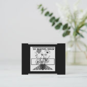 Ik ga trouwen met een zwarte en witte bloem informatiekaartje (Staand voorkant)