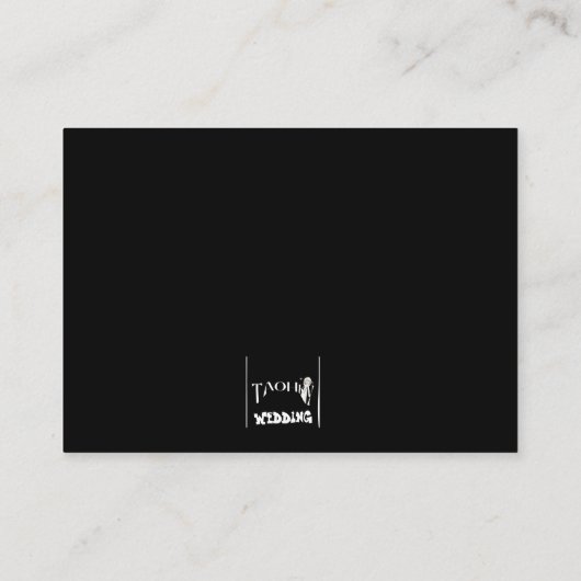 Ik ga trouwen met een zwarte en witte bloem informatiekaartje (Achterkant)