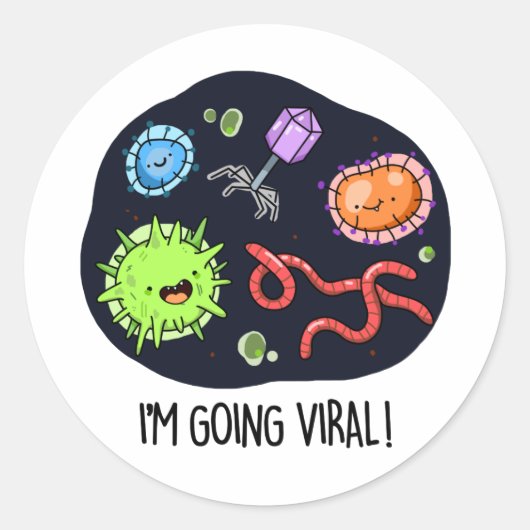 Ik ga Viral Funny Virus Pun Ronde Sticker (Voorkant)