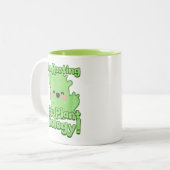 Ik ga voor Plant Biology! Schattigee cactus woords Tweekleurige Koffiemok (Voorkant links)