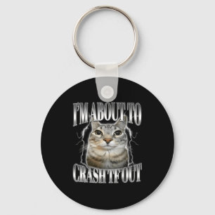 Ik ga zo crashen Grappige Starende Kat Brainrot Sleutelhanger