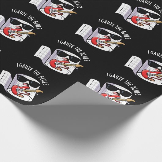 Ik gaas de Blues Grappige Eerste Hulp Pun Dark BG Cadeaupapier (Hoek)