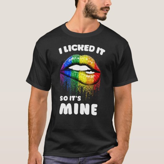 Ik gaf het zo zijn mijne - lips regenboog - Gay T-shirt (Voorkant)