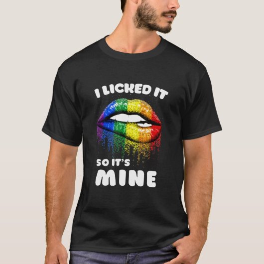 Ik gaf het zo zijn mijne - lips regenboog - Gay T-shirt (Voorkant)