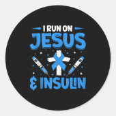 Ik gebruik Jezus en insuline Tanktop Ronde Sticker (Voorkant)