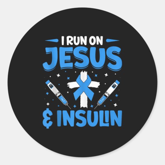 Ik gebruik Jezus en insuline Tanktop Ronde Sticker (Voorkant)