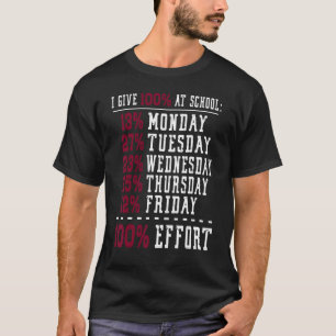 Ik geef 100 op school altijd Wiskunde Onderwerp T-shirt