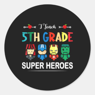 Ik geef 5e klas superhelden CK aan schoolleraar Ronde Sticker