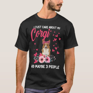 Ik geef alleen om mijn Corgi Floral Corgi Dog T-shirt