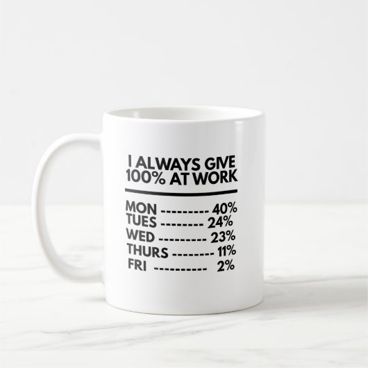 Ik Geef Altijd 100% Op Mijn Werk Grappige Werkcita Koffiemok (Links)
