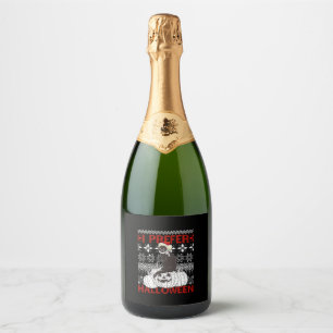 Ik geef de voorkeur aan Halloween Funny Christmas Sparkling Wijnetiket