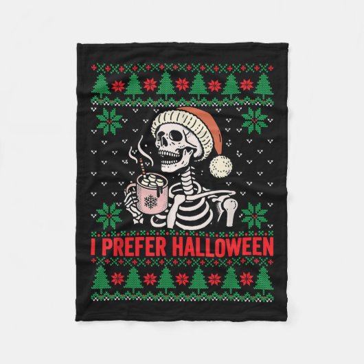 Ik geef de voorkeur aan Halloween Kersttrui Funny  Fleece Deken (Voorkant)