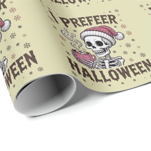 Ik geef de voorkeur aan Halloween Spooky Xmas Skel Cadeaupapier (Rol Hoek)