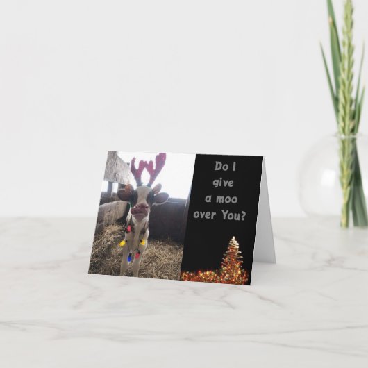 IK GEEF EEN MOO OVER U VOOR CHRISTMAS HOLIDAY CARD FEESTDAGEN KAART (Voorkant)
