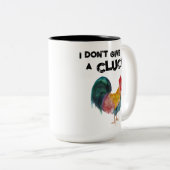 Ik geef geen Cluck Funny Boerderij Rooster Tweekleurige Koffiemok (Voorkant rechts)