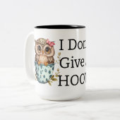 Ik geef geen hoepeltje. tweekleurige koffiemok (Voorkant links)