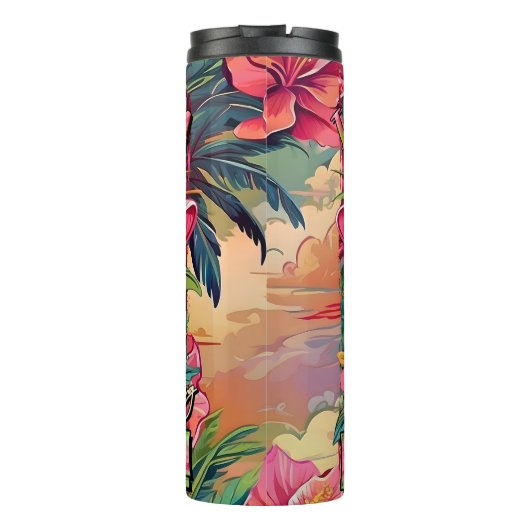 Ik geef geen vliegende kudde sassy roze flamingo thermosbeker (Achterkant)