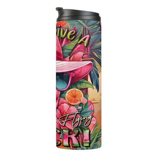 Ik geef geen vliegende kudde sassy roze flamingo thermosbeker (Geroteerd rechts)