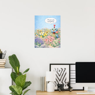 Ik Geef Je Alles – Bloemrijke Robot Poster