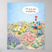 Ik Geef Je Alles – Bloemrijke Robot Poster (Voorkant)