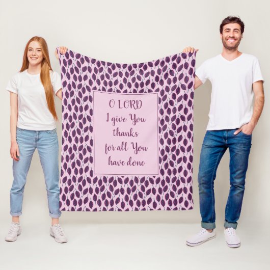 IK GEEF JE BEDANKT LORD | Paarse bladeren | HERFST Fleece Deken (In situ)