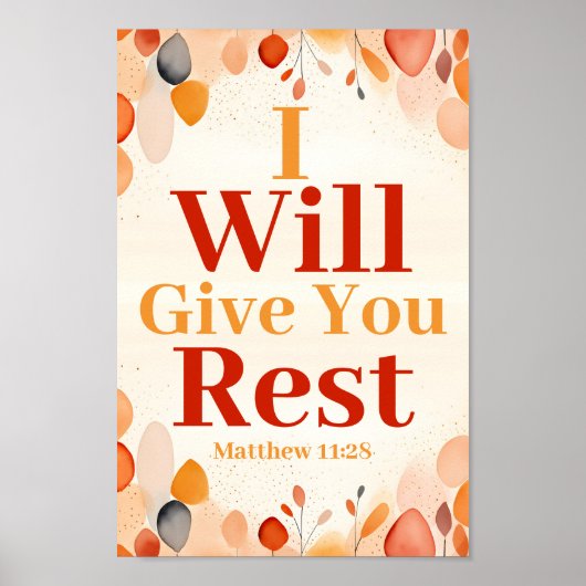 Ik geef je rust Boho Christelijke muurkunst print (Voorkant)