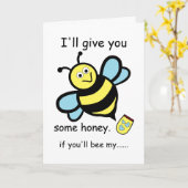 Ik geef je wat honing, Valentijnsdag Bee Kaart (Gele Bloem)