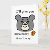 Ik geef je wat honing, Valentijnsdag Beer Kaart (Gele Bloem)
