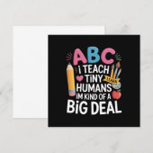Ik geef les aan de Tiny Humans Teacher Appreciatio Kaart (Voorkant / Achterkant)