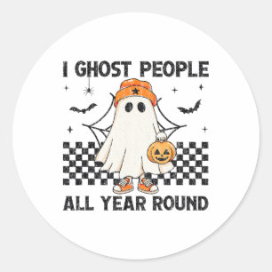 Ik geef mensen het hele jaar door rond de Hallowee Ronde Sticker