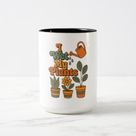 Ik Geef Mijn Planten Water – Retro 70s Strepen Tweekleurige Koffiemok