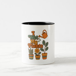 Ik Geef Mijn Planten Water – Retro 70s Strepen Tweekleurige Koffiemok