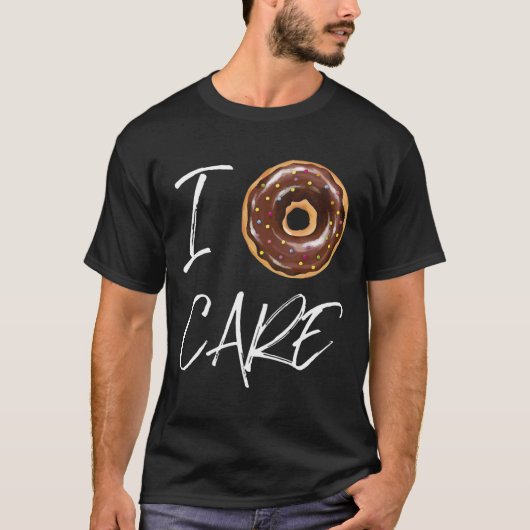 Ik geef niet om grappige donut grap t-shirt (Voorkant)