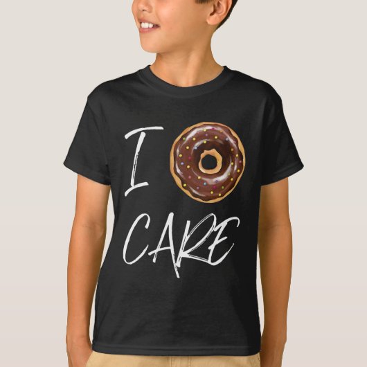 Ik geef niet om grappige donut grap t-shirt (Voorkant)
