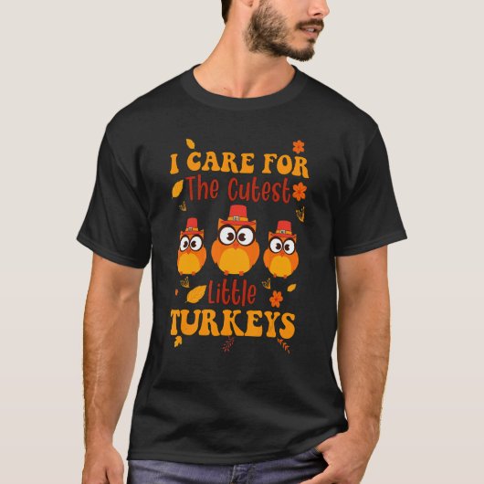 Ik geef om de beste leraar aan de kleine kalkoenen t-shirt (Voorkant)