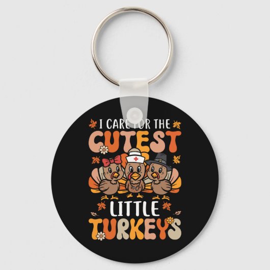 Ik geef om de meest kutste Thanksgiving kalkoenen Sleutelhanger (Voorkant)