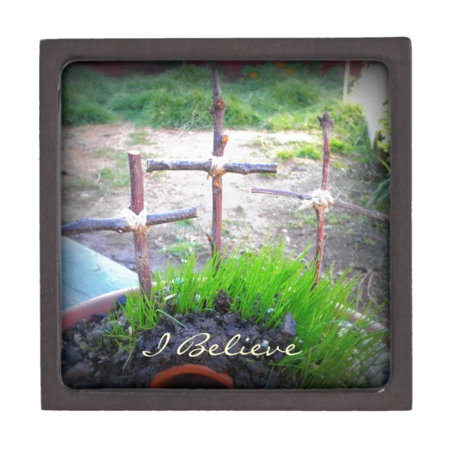 "Ik geloof" 3 kruisingen Premium Juwelen Doos (Voorkant)
